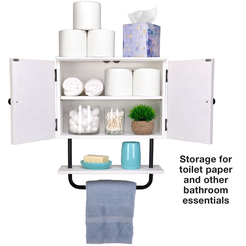 Gracie Oaks Barndoor Bathroom Cabinet Wall Mounted with Towel Bar ...